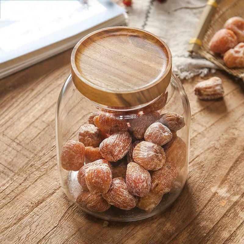 Glass Loose Leaf Tea Canister & Wooden Lid