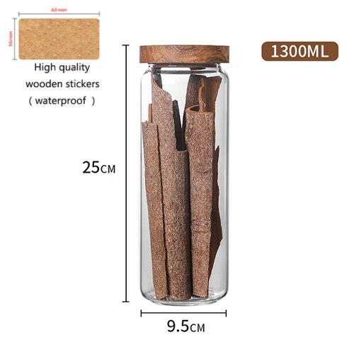 Glass Loose Leaf Tea Canister & Wooden Lid
